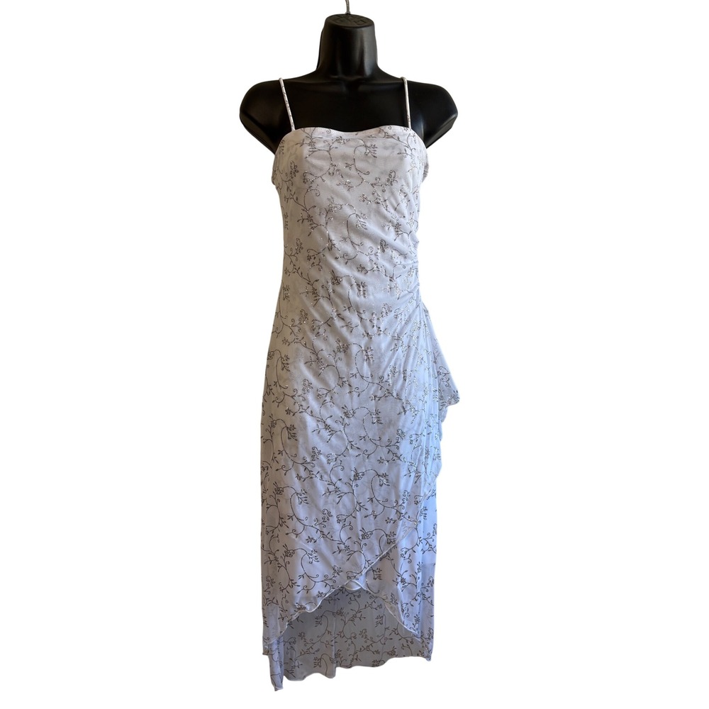 Vintage Y2K Taboo Size Small White Silver Glitter Pattern Formal Whimsical Fairy
